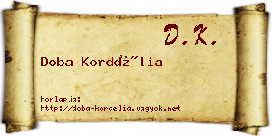 Doba Kordélia névjegykártya
